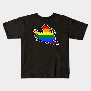 Mayne Island Silhouette - Traditional Pride Flag Rainbow Colours - Mayne Island Kids T-Shirt